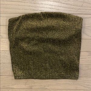 Urban Outfitters | Green / Gold Stardust Bandeau Crop Top